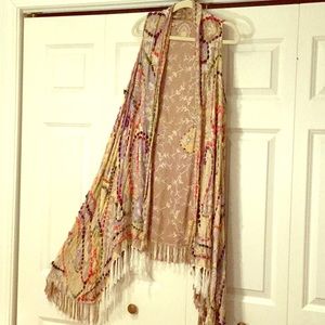 Colorful pretty long fringed vest made in my India